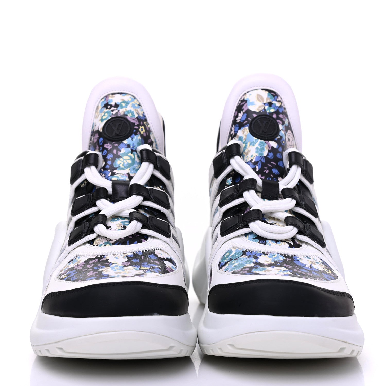 Louis Vuitton Flower Printed Calfskin Monogram LV Archlight Sneakers 39.5 Black Blue 2 of 10