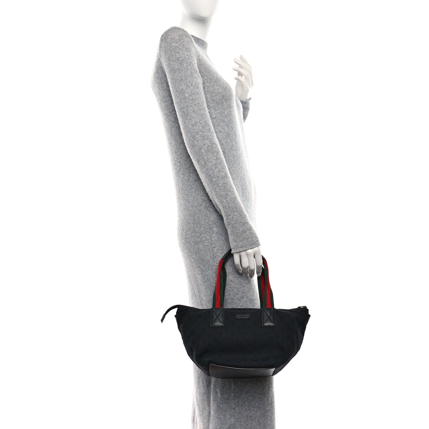 GG Monogram Small Web Handle Bucket Tote Black