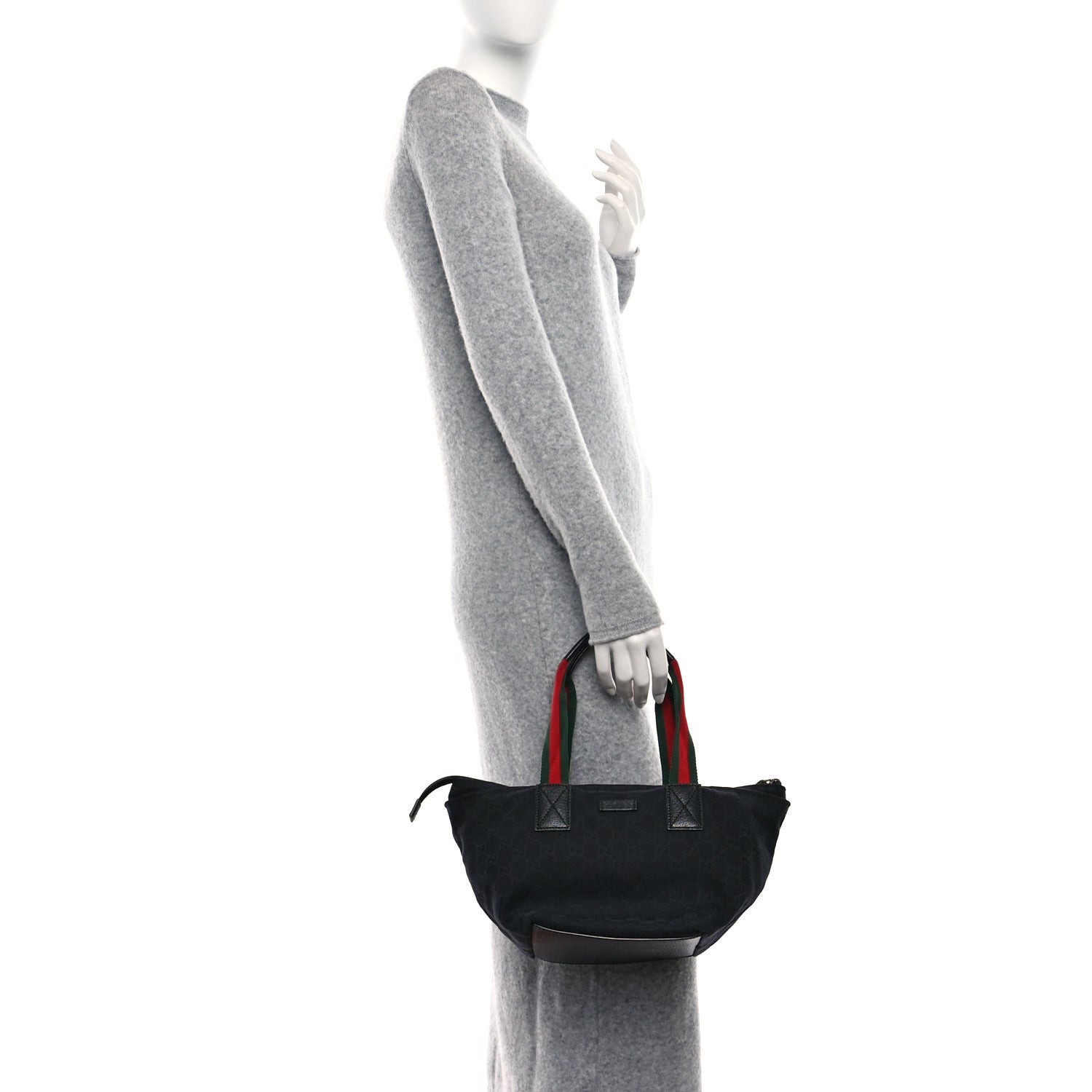 Gucci GG Monogram Small Web Handle Bucket Tote Black 2 of 9