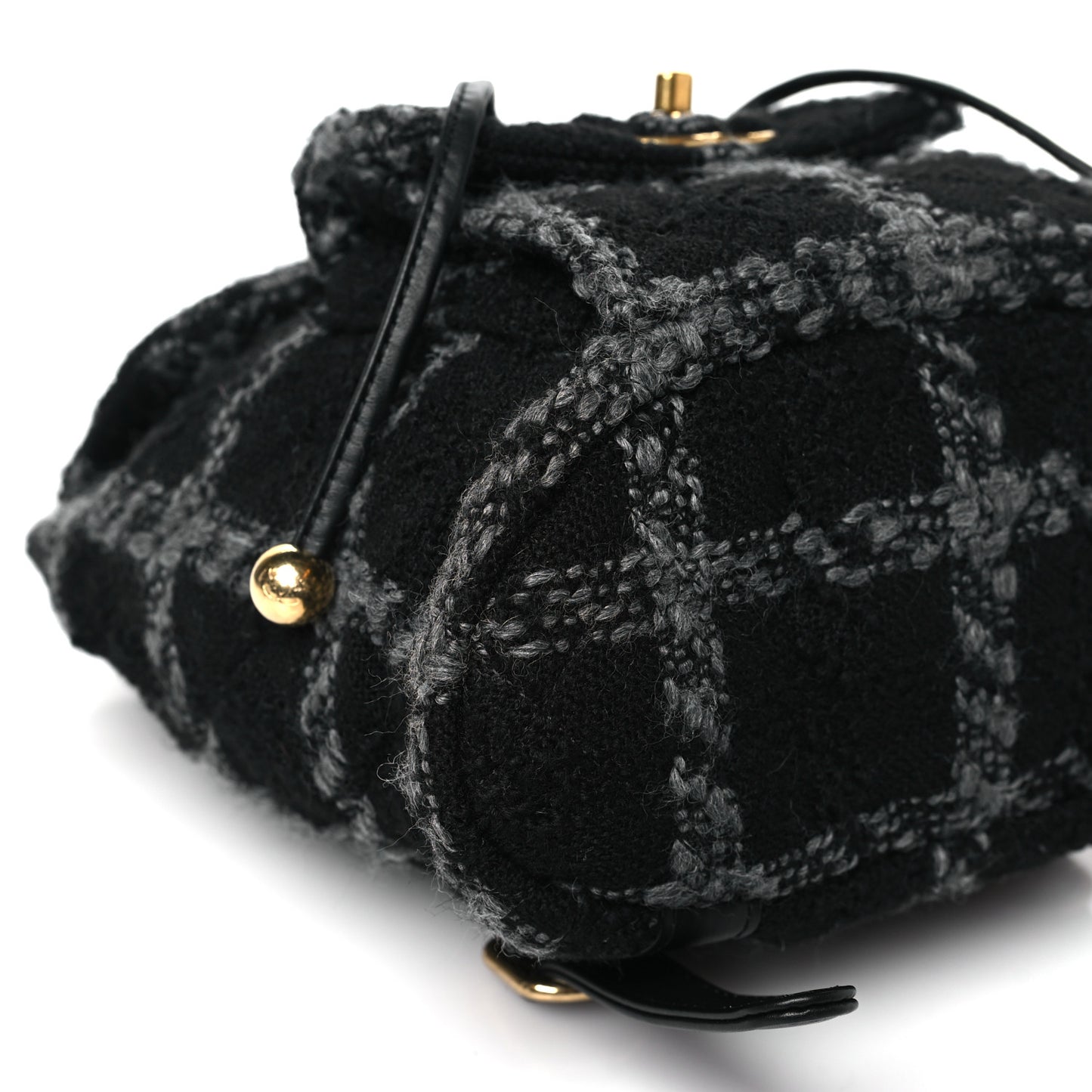 Wool Tweed Elegant Backpack Black Grey