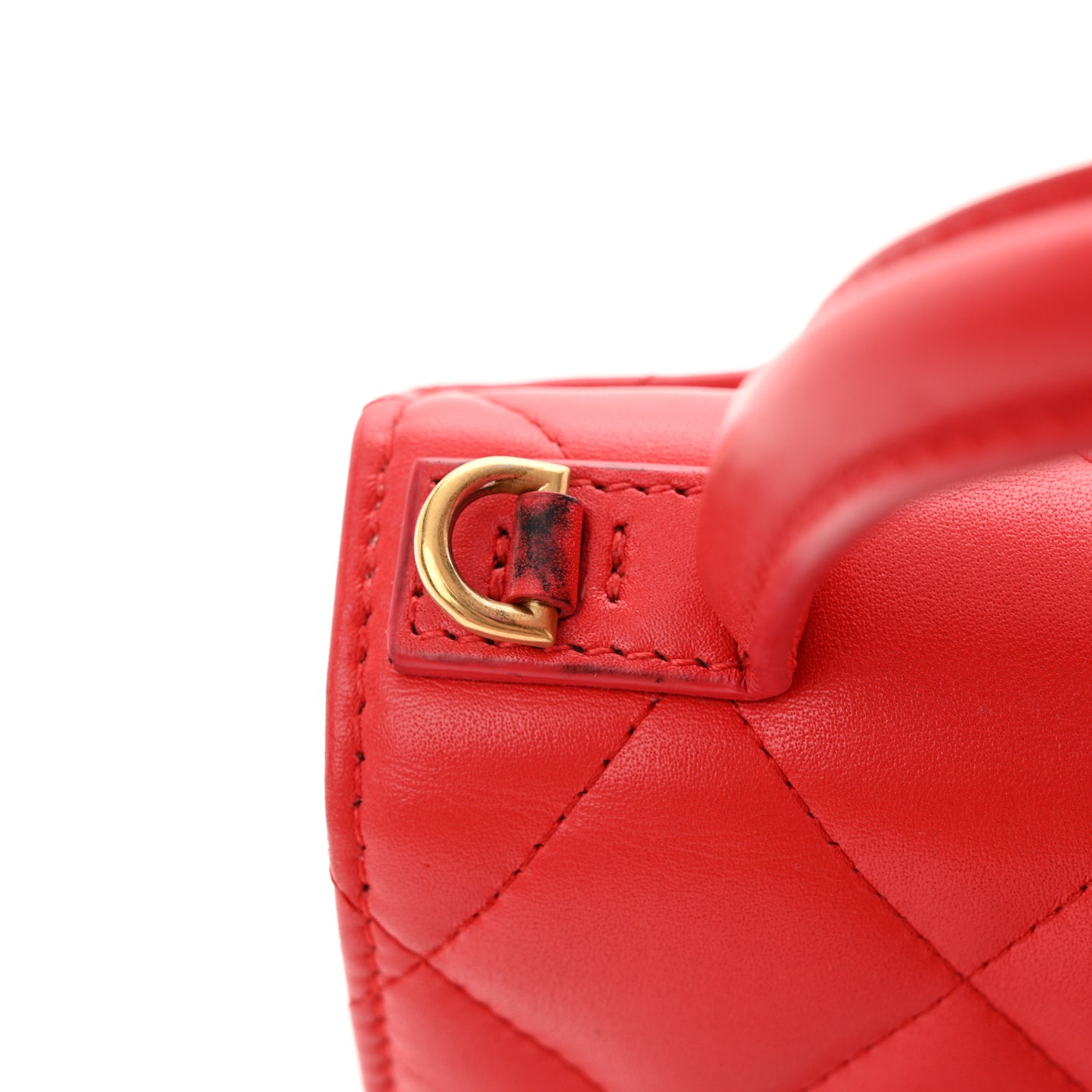 Nappa Calfskin Quilted XS Sharp Top Handle Bag Bright Red