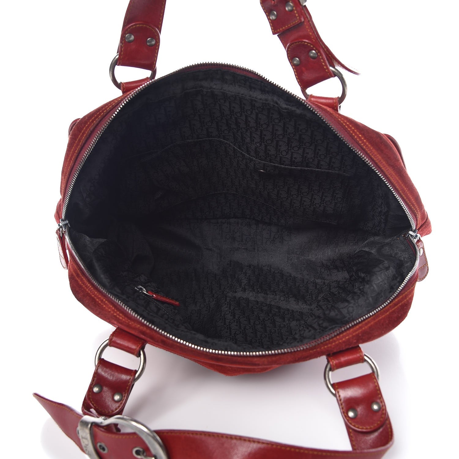 Christian Dior Suede Gaucho Saddle Bag Red 5 of 14