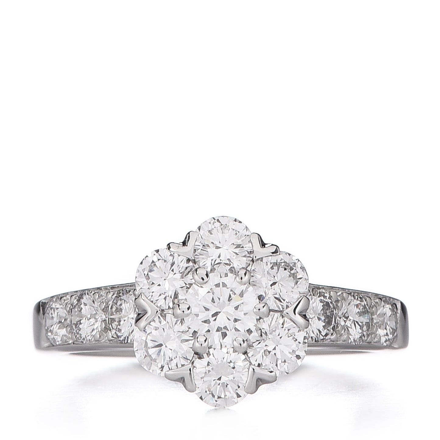 18K White Gold Diamond Large Fleurette Ring 49 4.75