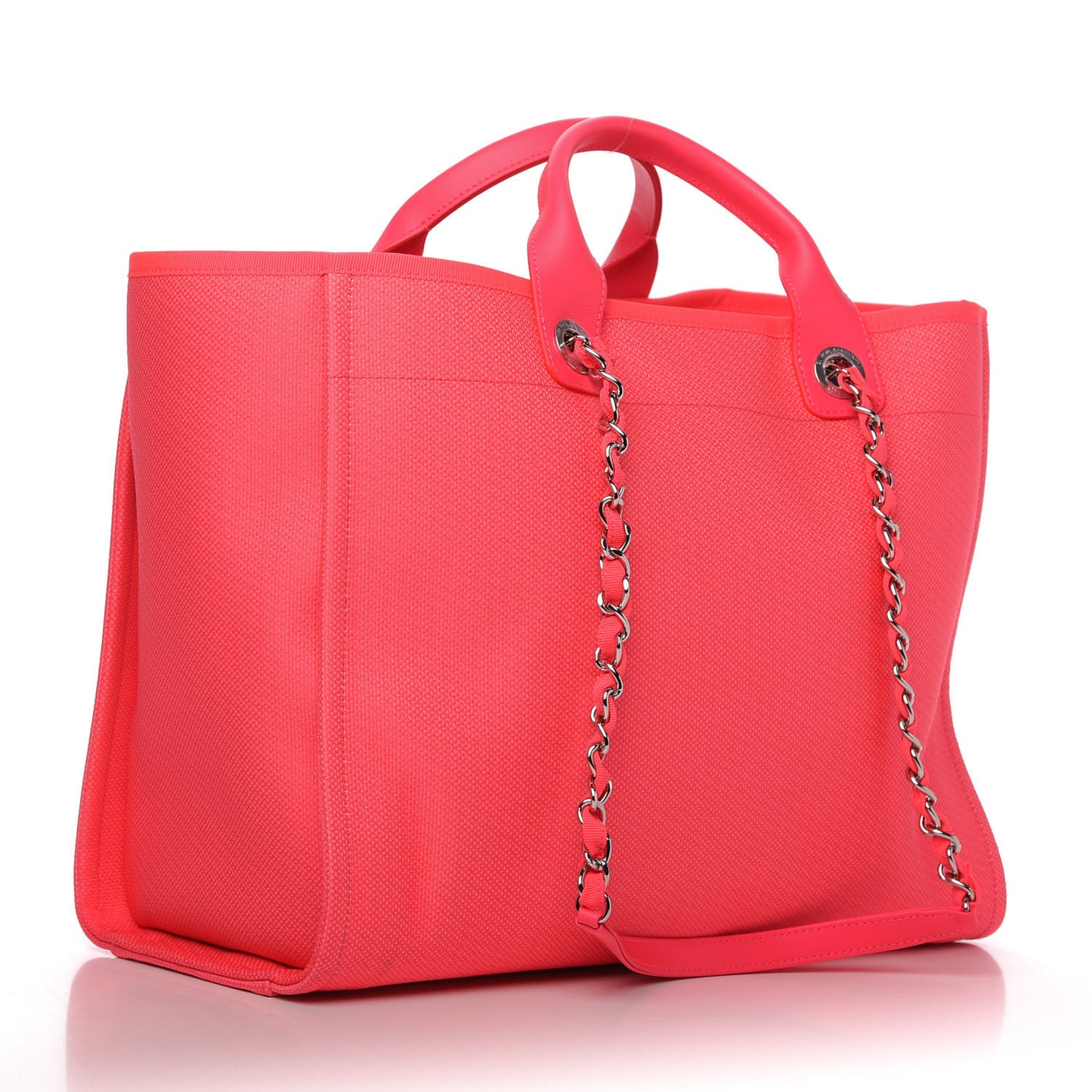 Mixed Fibers Calfskin Medium Deauville Tote Pink Orange