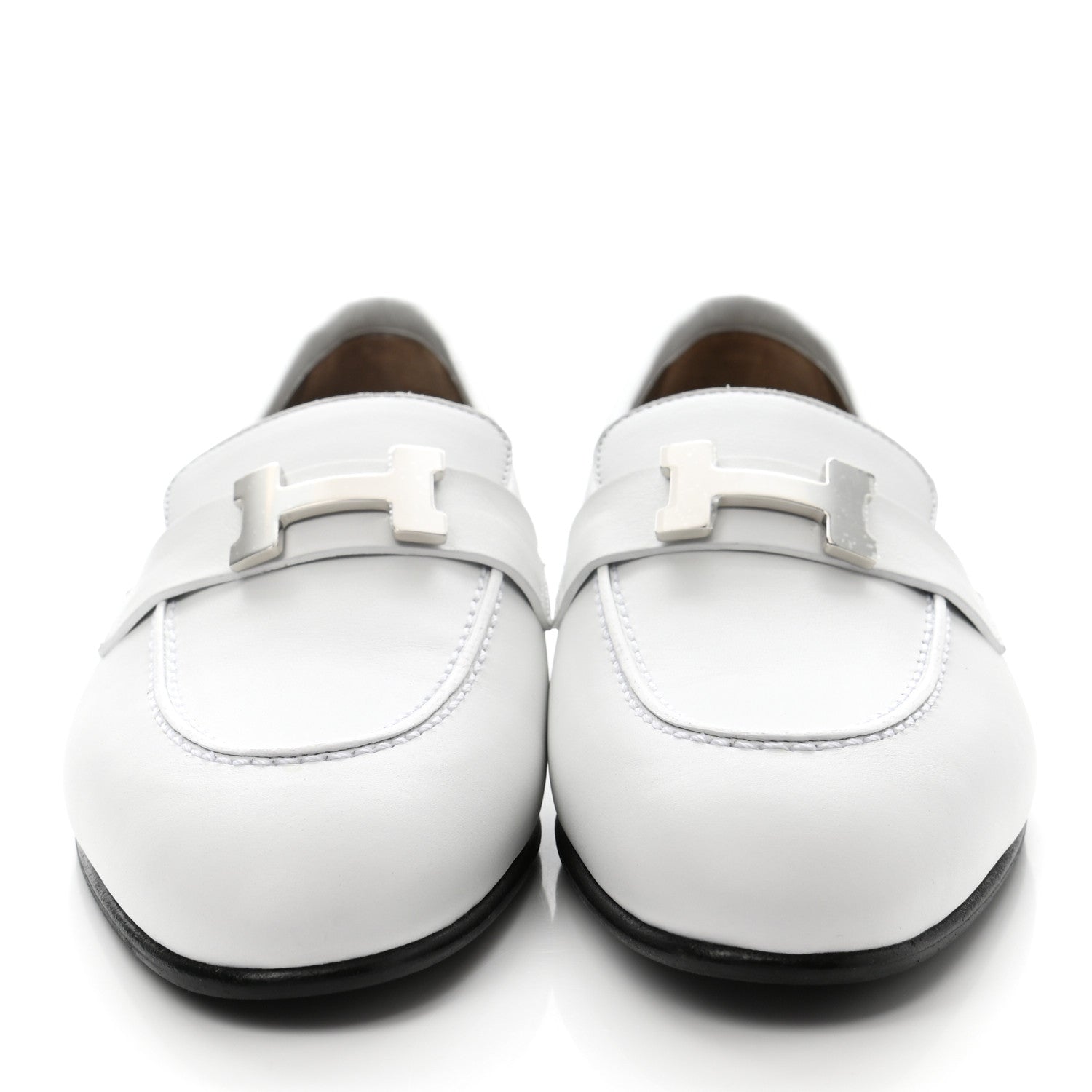 Hermes Calfskin Womens Paris Loafers 36.5 White 2 of 9