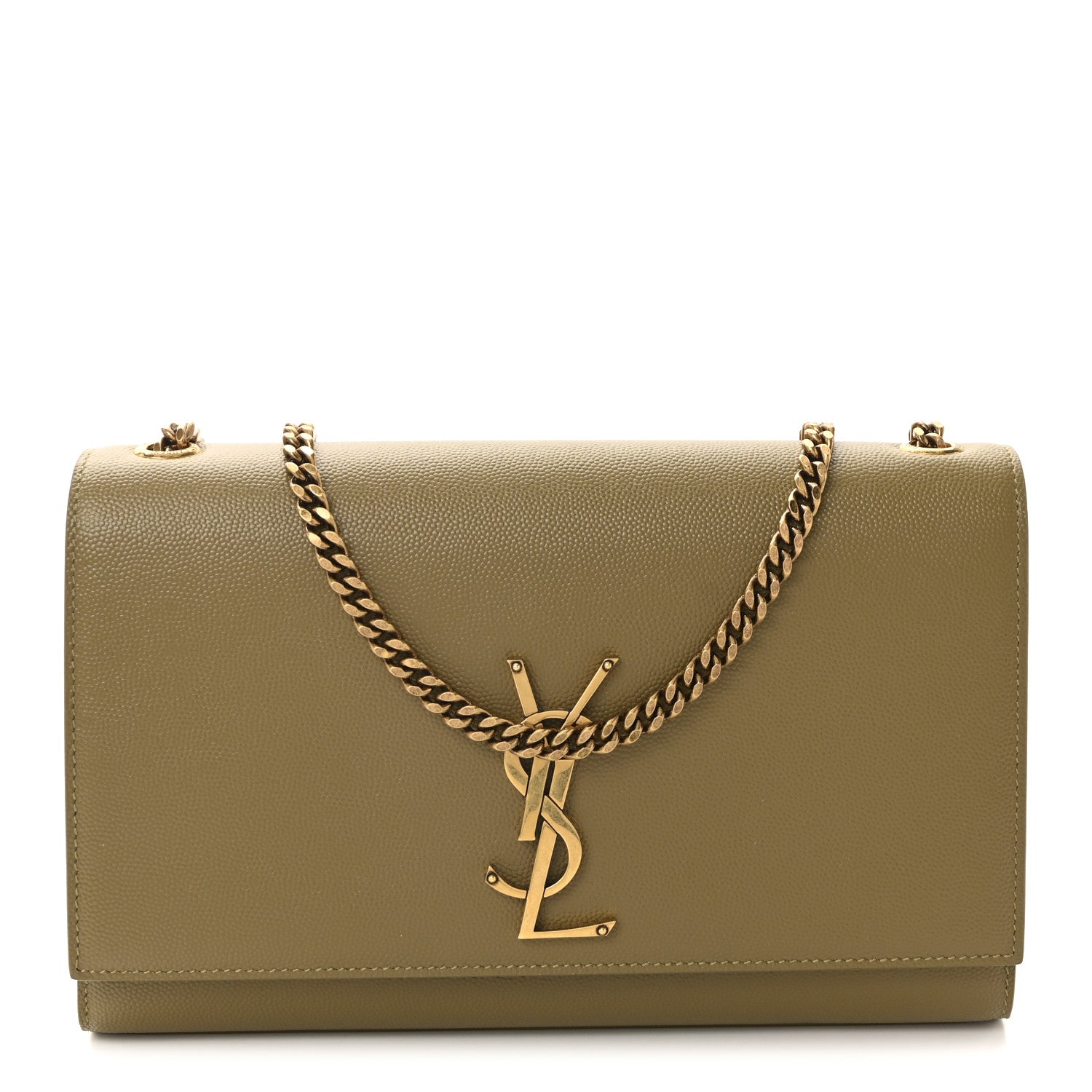 Saint Laurent Grain De Poudre Medium Monogram Kate Satchel Hazel