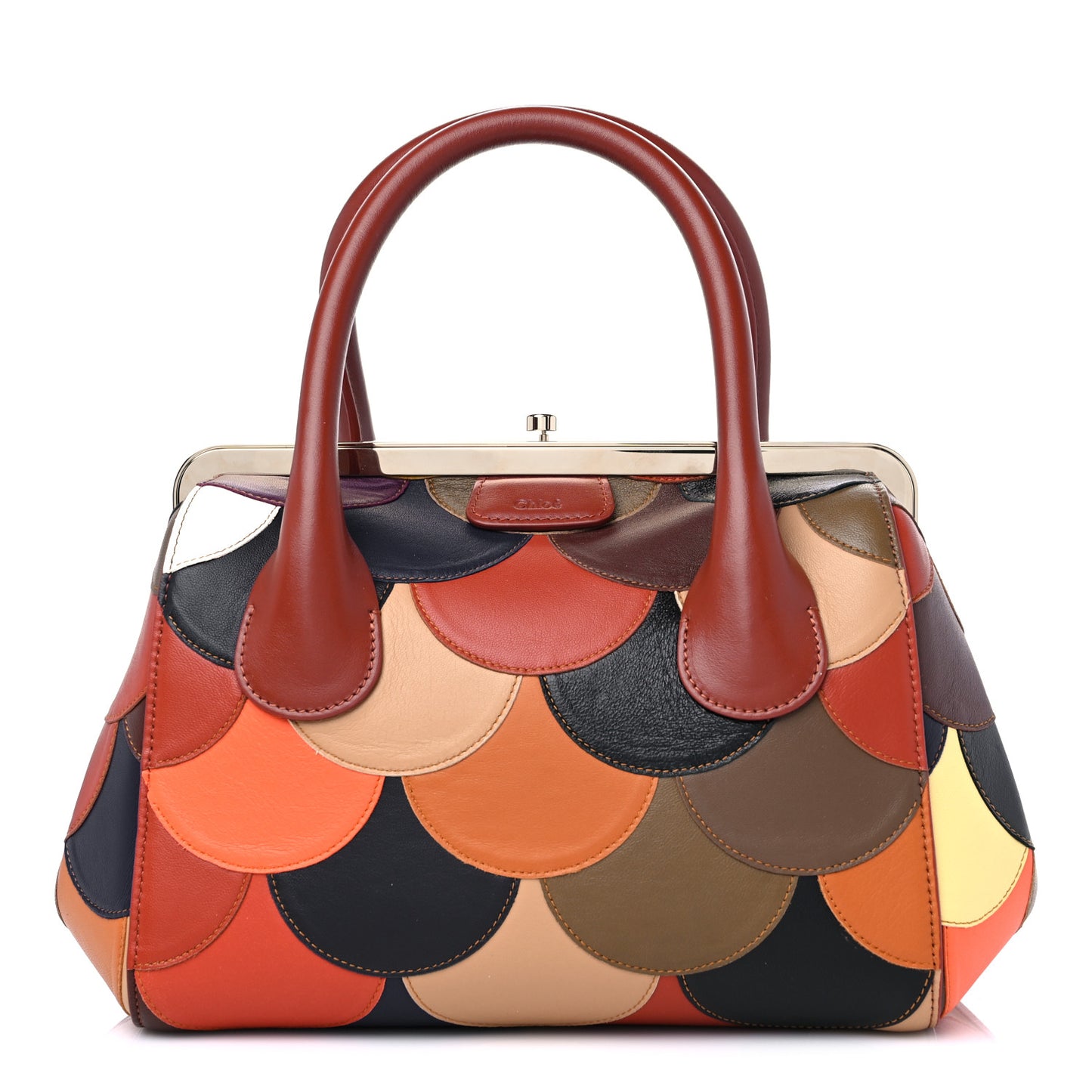 Shiny Calfskin Scalloped Patchwork Medium Joyce Multicolor