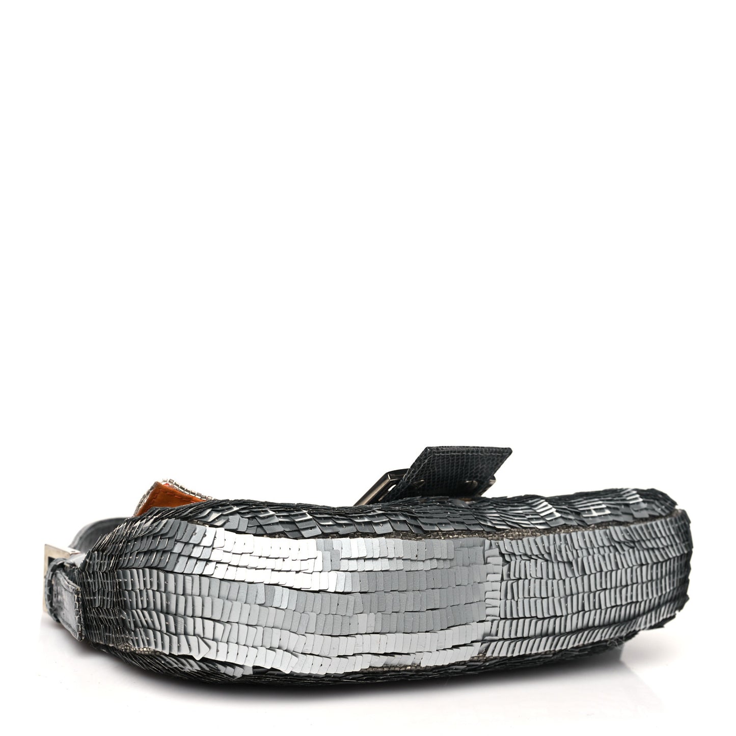 Sequin Beaded Lizard Baguette Silver Orange