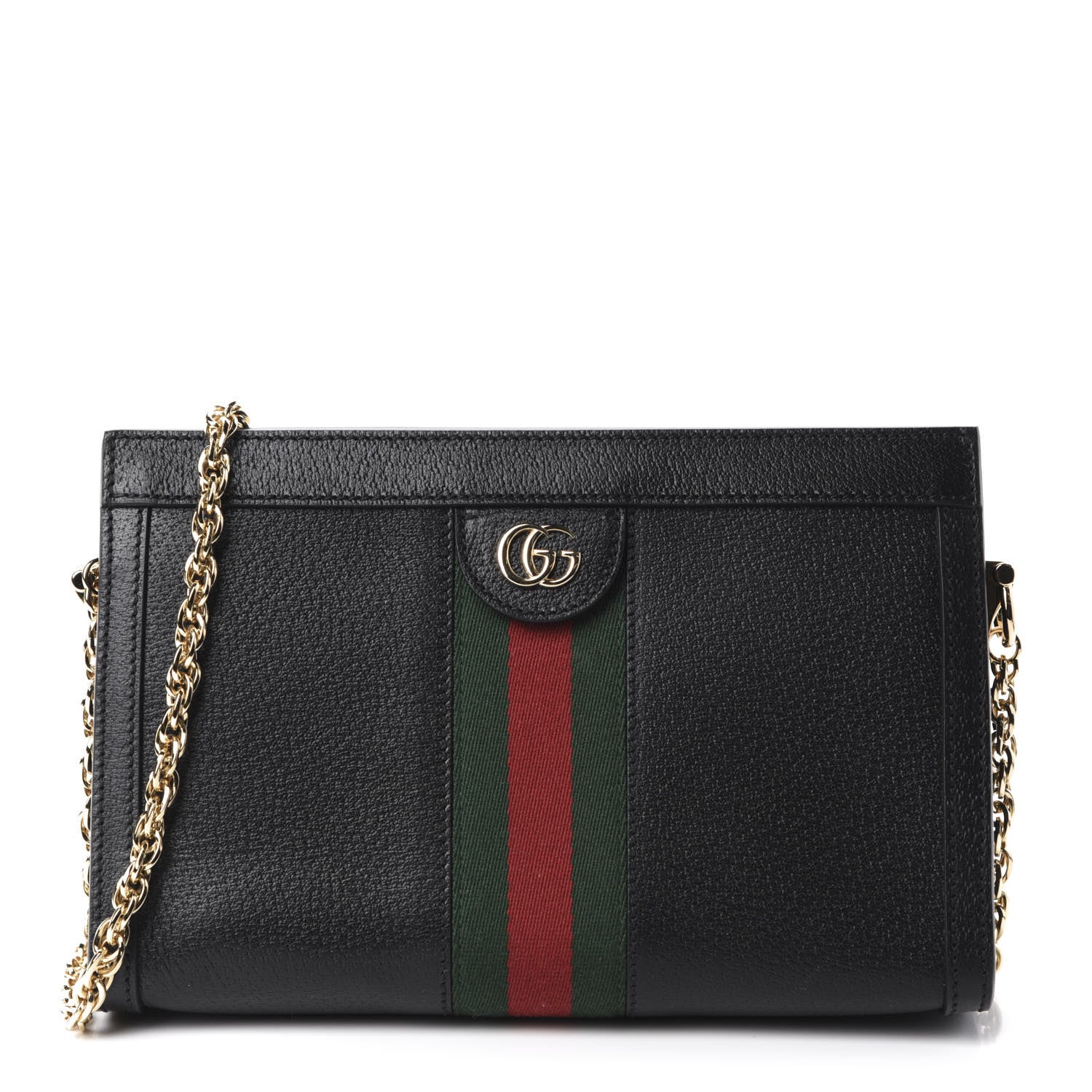 Gucci Calfskin GG Web Small Ophidia Chain Shoulder Bag Black 1 of 10