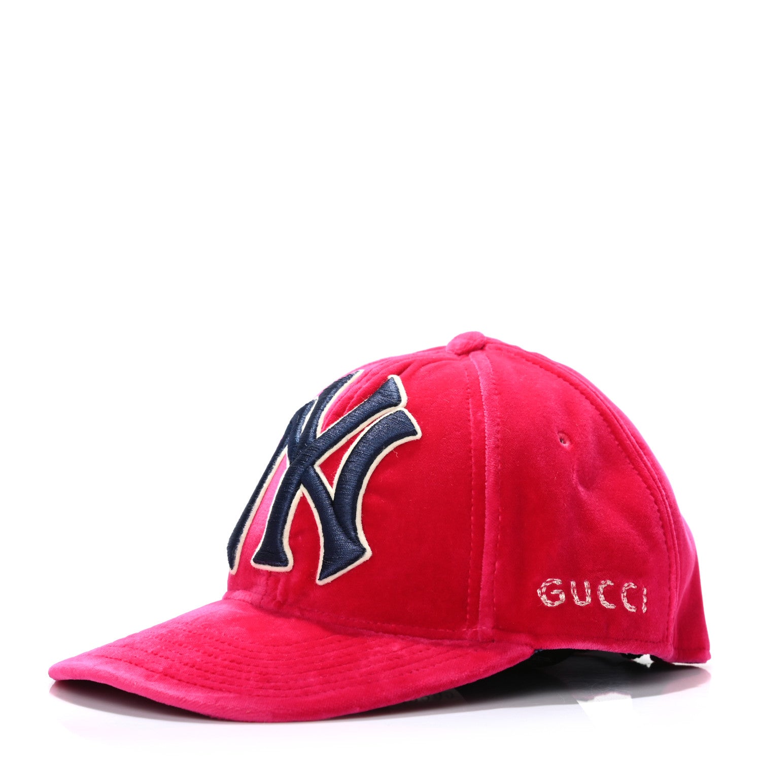 Gucci X MLB Velvet NY Yankees Baseball Hat 57-61 Pink 862921  display picture 2