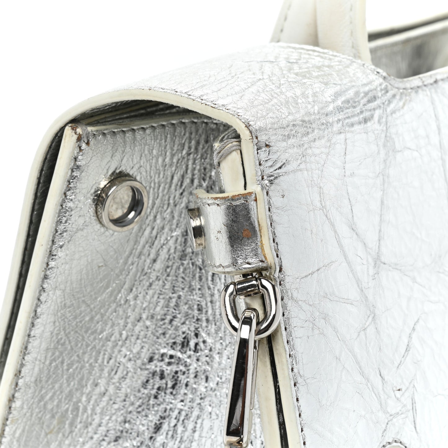 Metallic Calfskin Medium Diorever Flap Silver