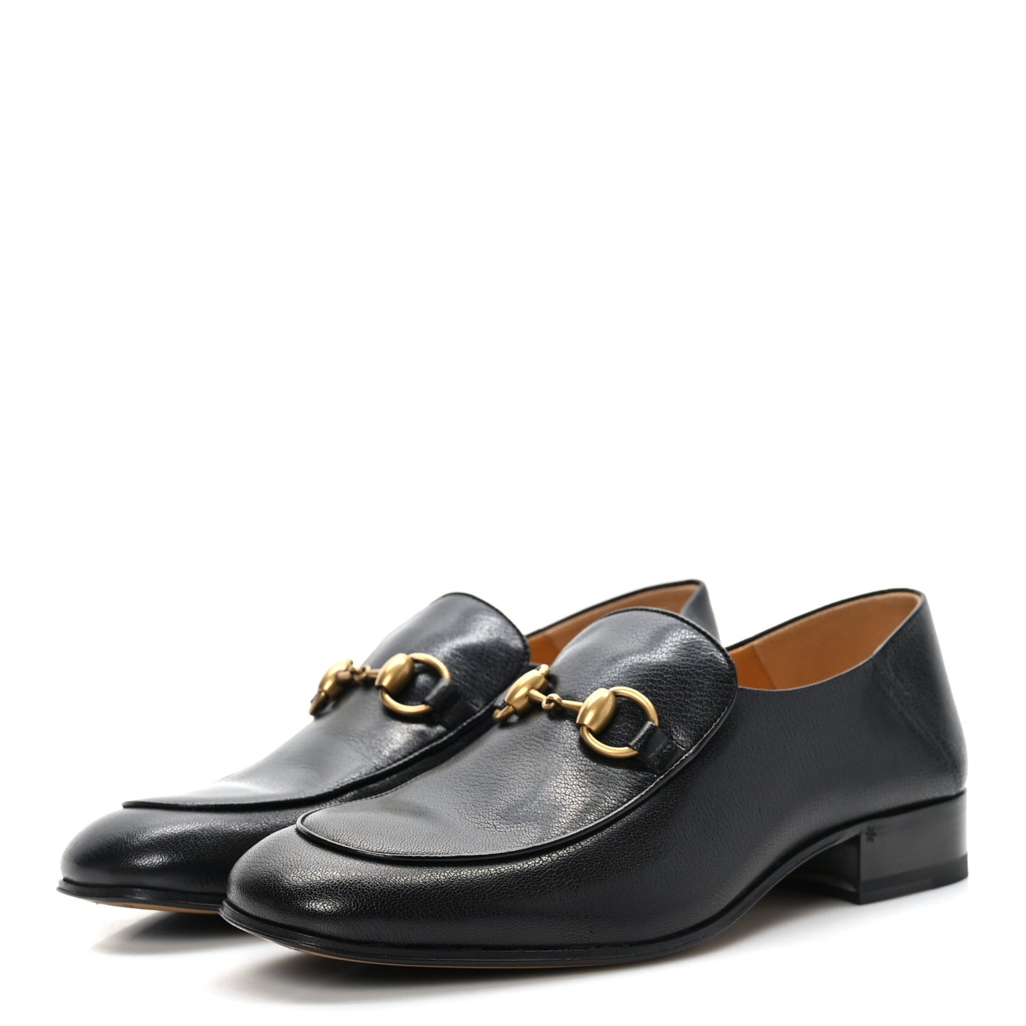 Goatskin Womens Horsebit Mid-Heel Loafers 38 Black