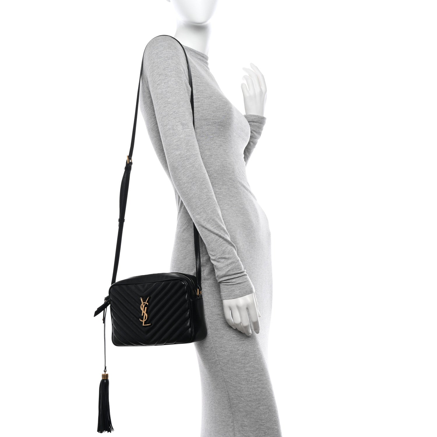 Saint Laurent Calfskin Matelasse Monogram Lou Camera Bag Black 2 of 11