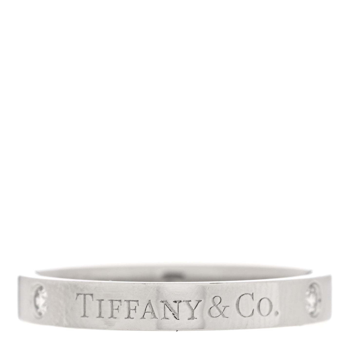Platinum Diamond Logo Band Ring 54 7