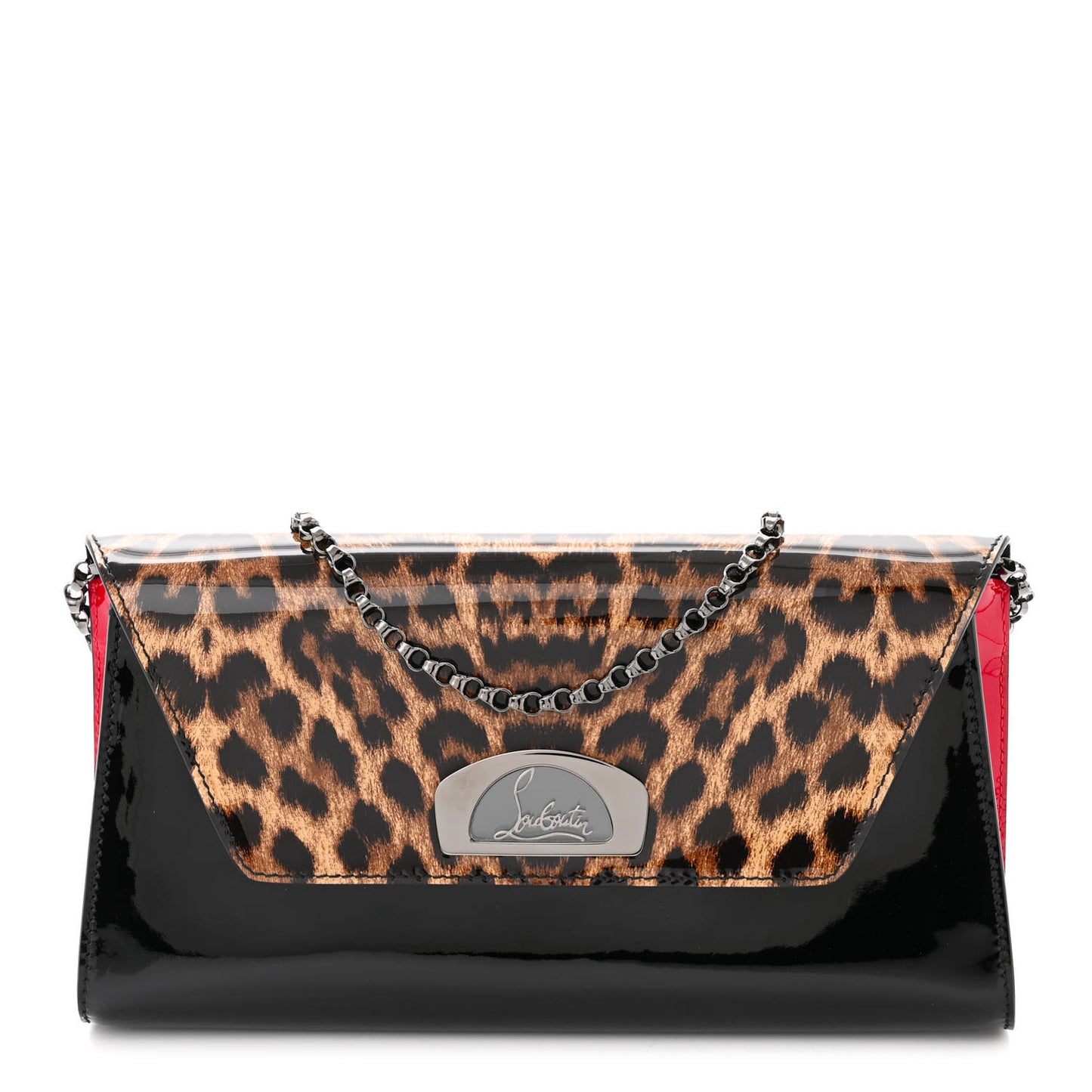 Patent Leopard Vero Dodat Clutch Black