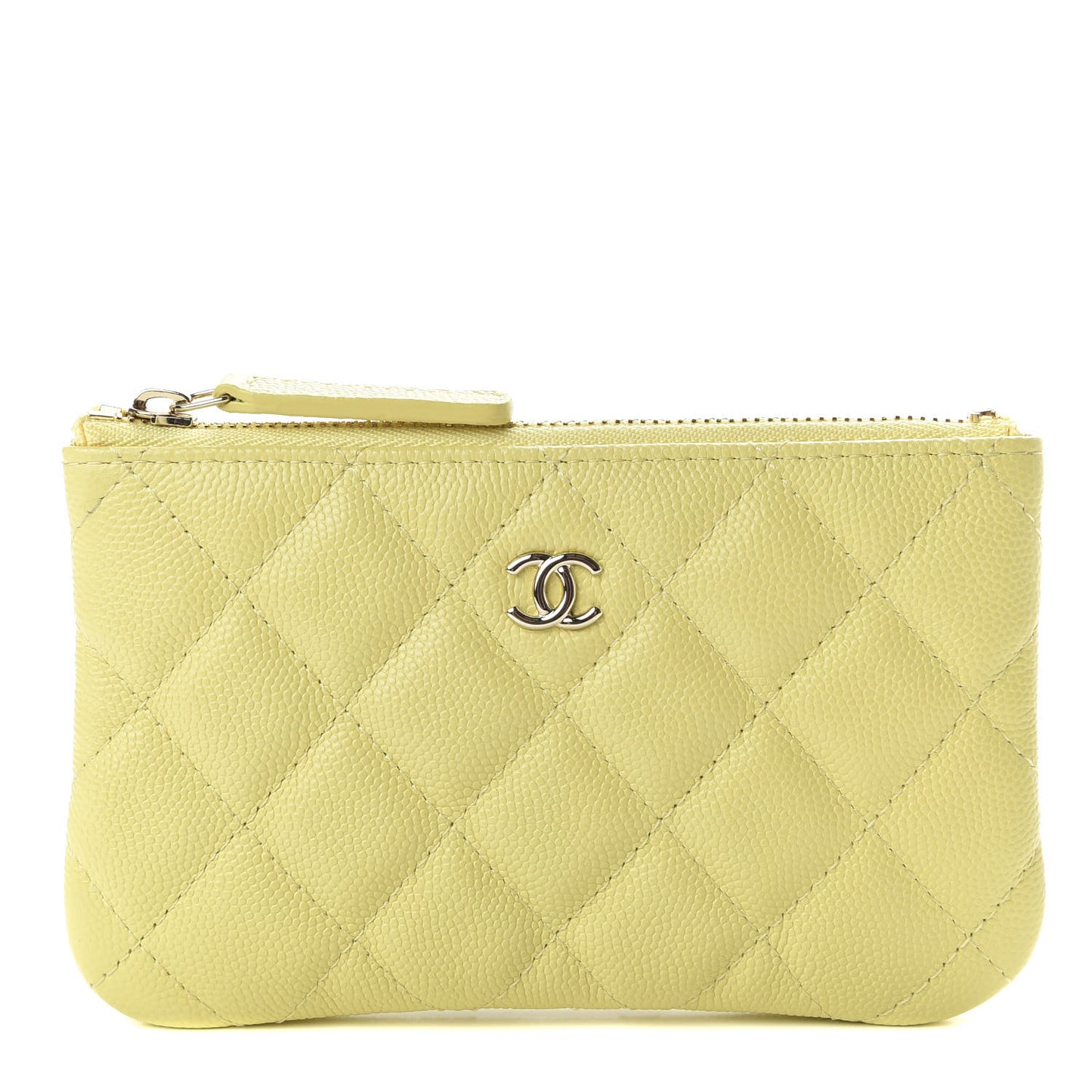 Caviar Quilted Small Pouch Light Yellow