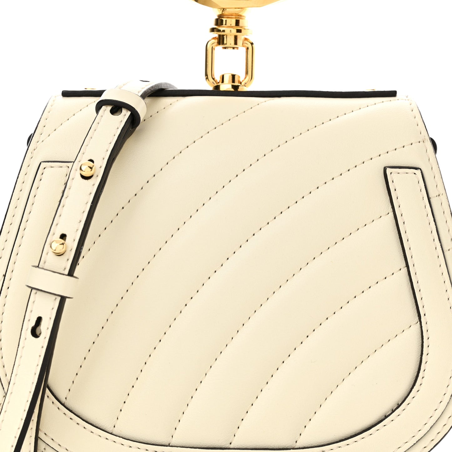 Calfskin Suede Quilted Small Nile Bracelet Bag Natural White