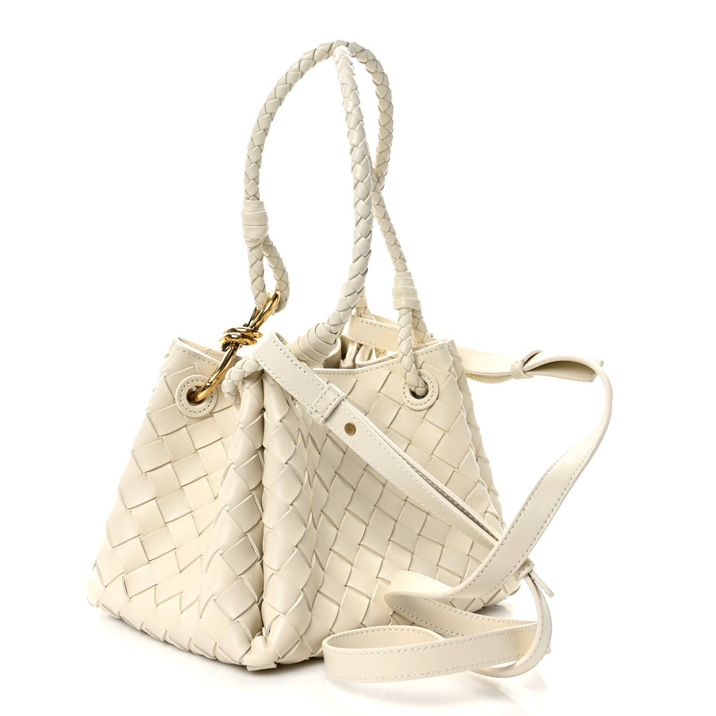 Nappa Intrecciato Small Parachute Shoulder Bag Sea Salt