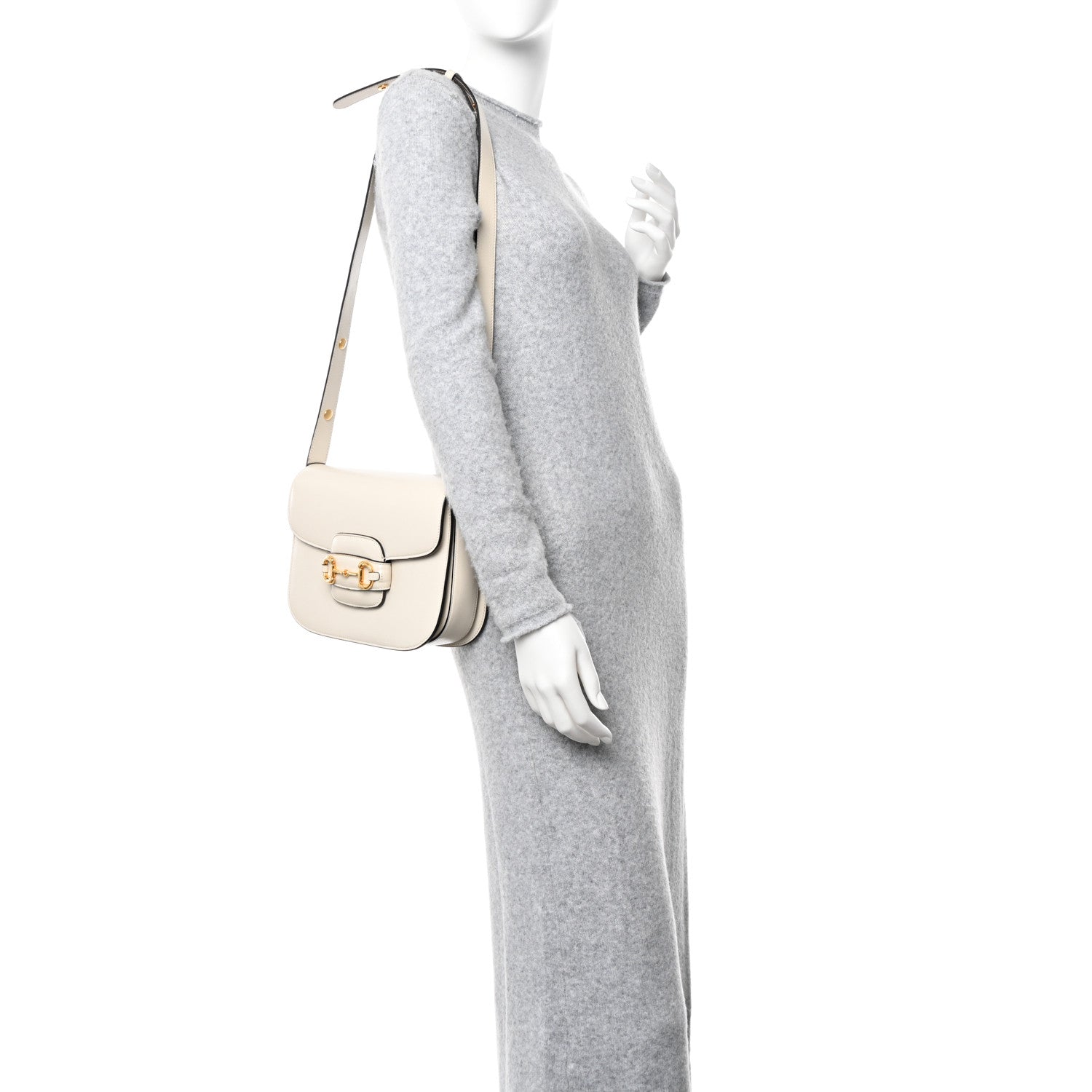 Gucci Azalea Calfskin Horsebit 1955 Shoulder Bag Mystic White 2 of 10