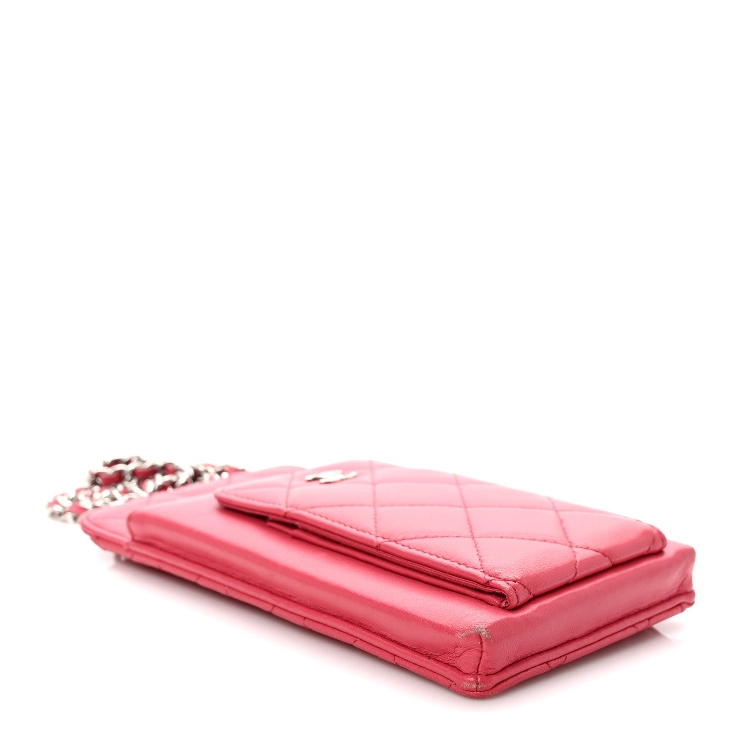 Chanel Lambskin Quilted Phone Chain Clutch Bag Pink 4 of 10