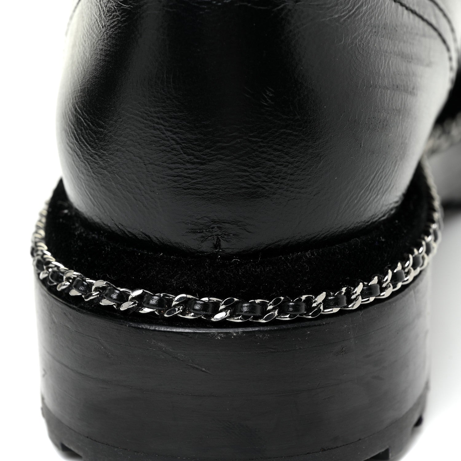 Chanel Crackled Calfskin Velvet Pearl Combat Short Boots 39 Black 16 of 19