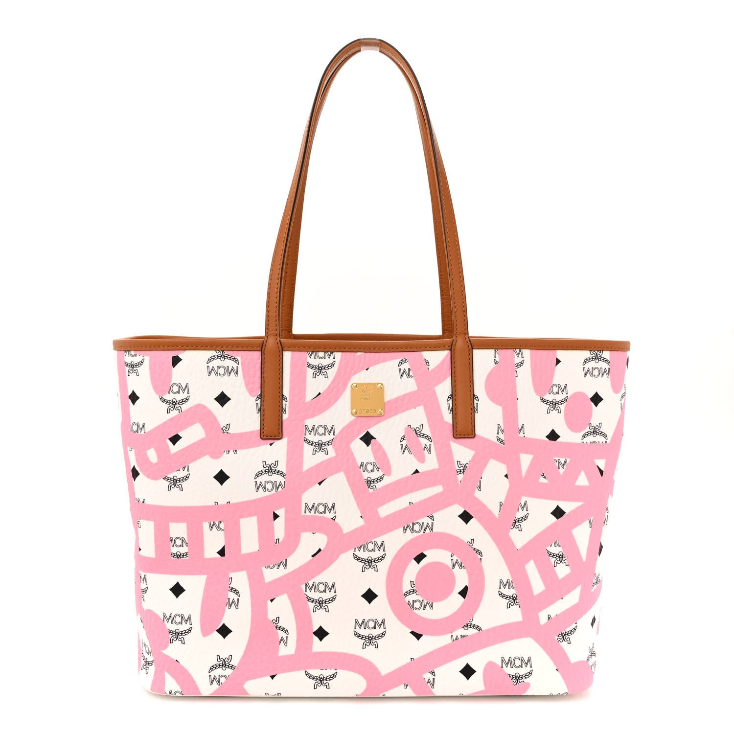 MCM X Eddie Kang Visetos Medium Reversible Shopper Tote White