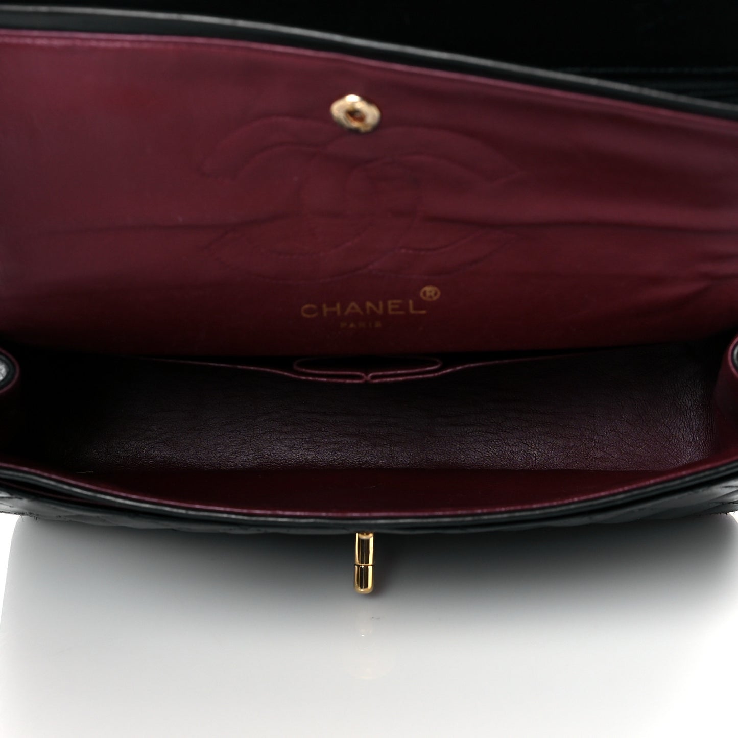 Lambskin Quilted Medium Double Flap Black