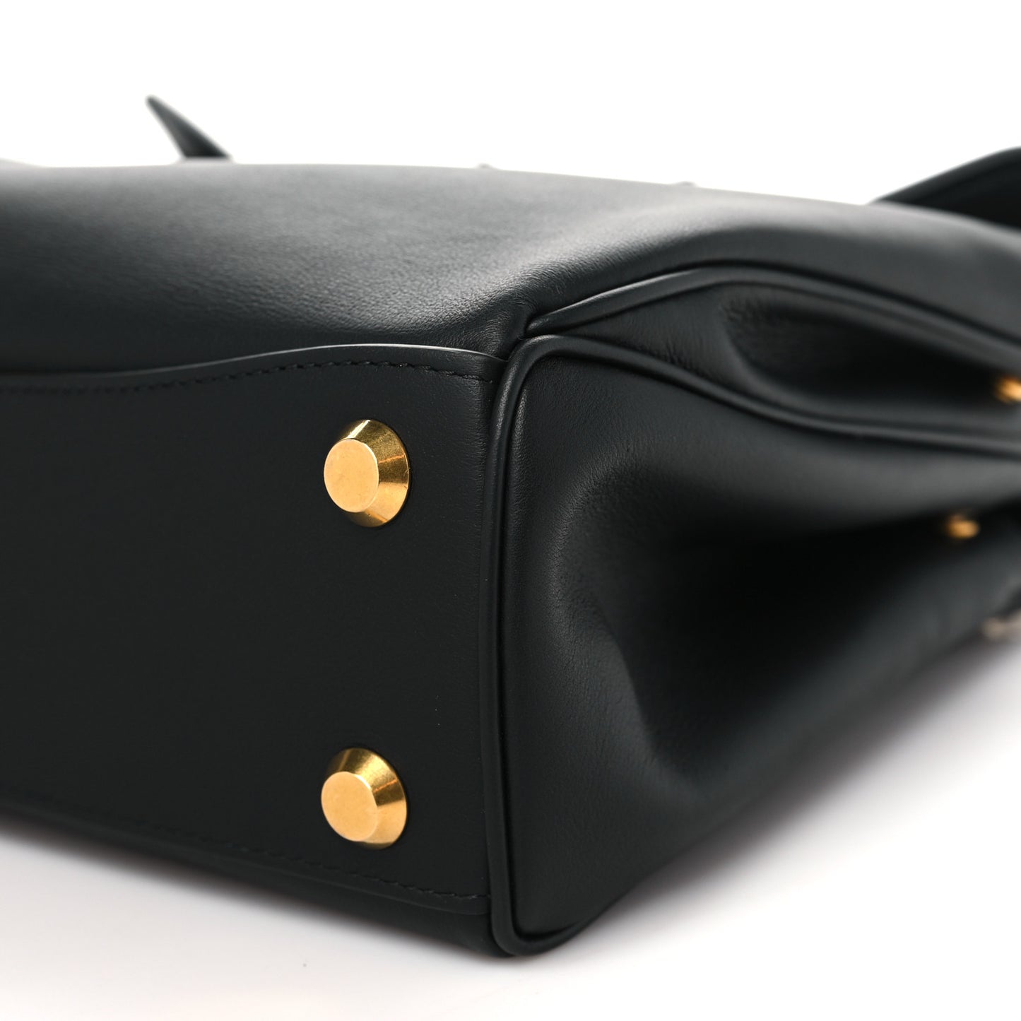 Natural Smooth Calfskin Small Rodeo Top Handle Handbag Black