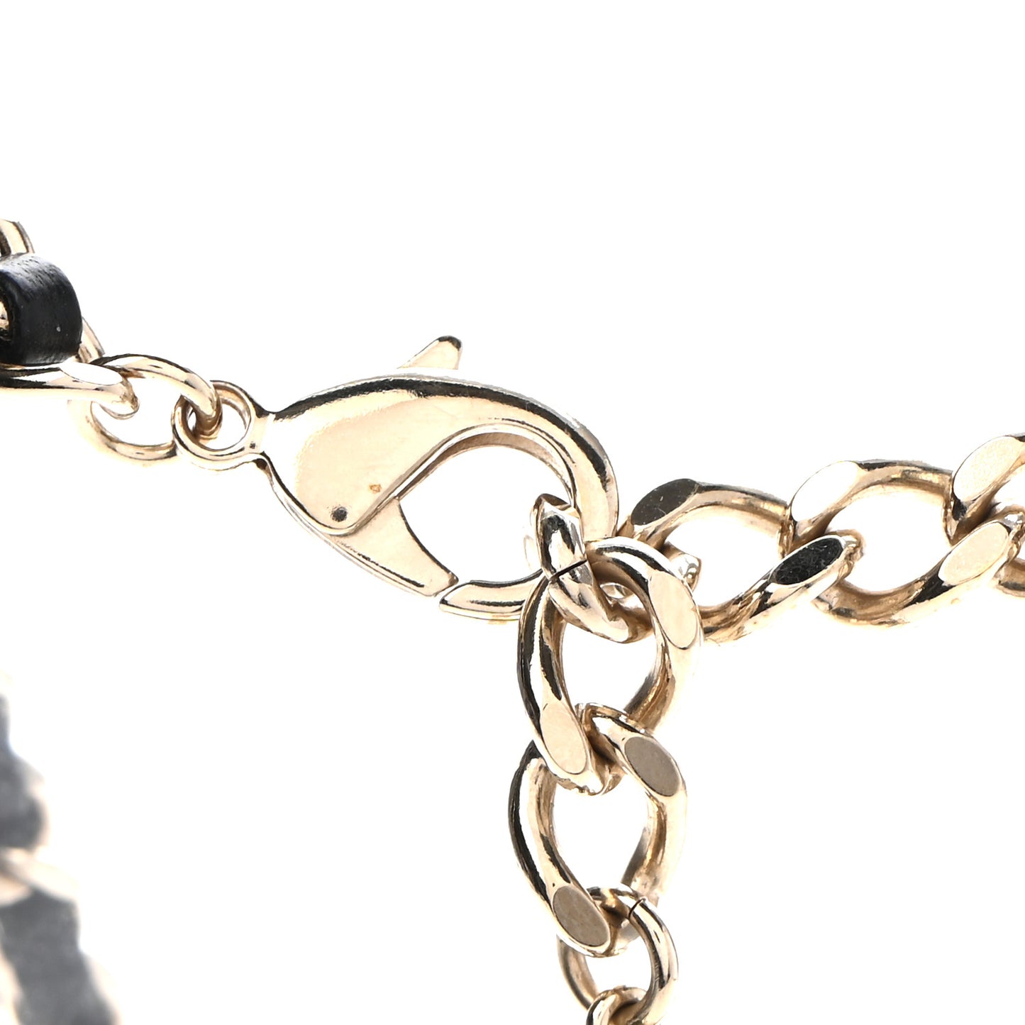 Metal Lambskin Crystal CC Choker Necklace Black Gold