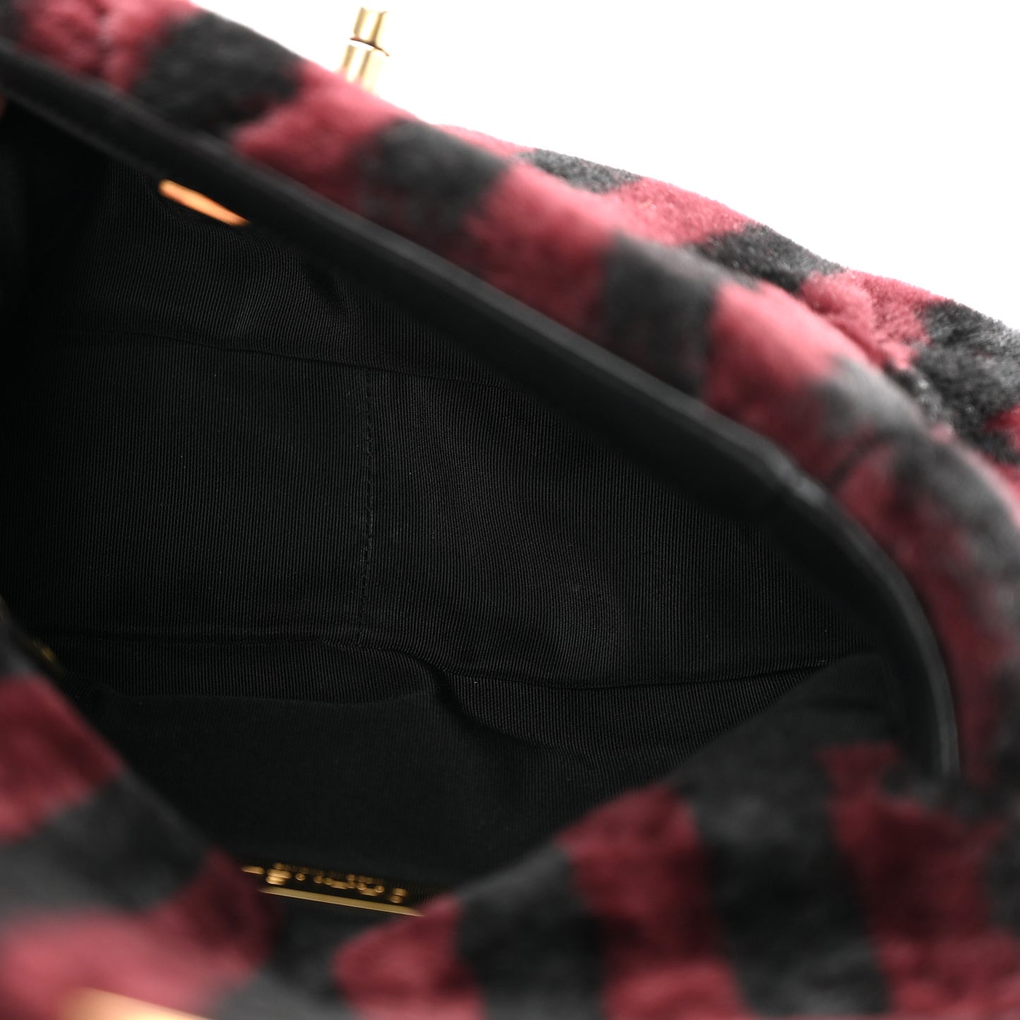 Shearling Striped Medium Chanel 19 Flap Red Black
