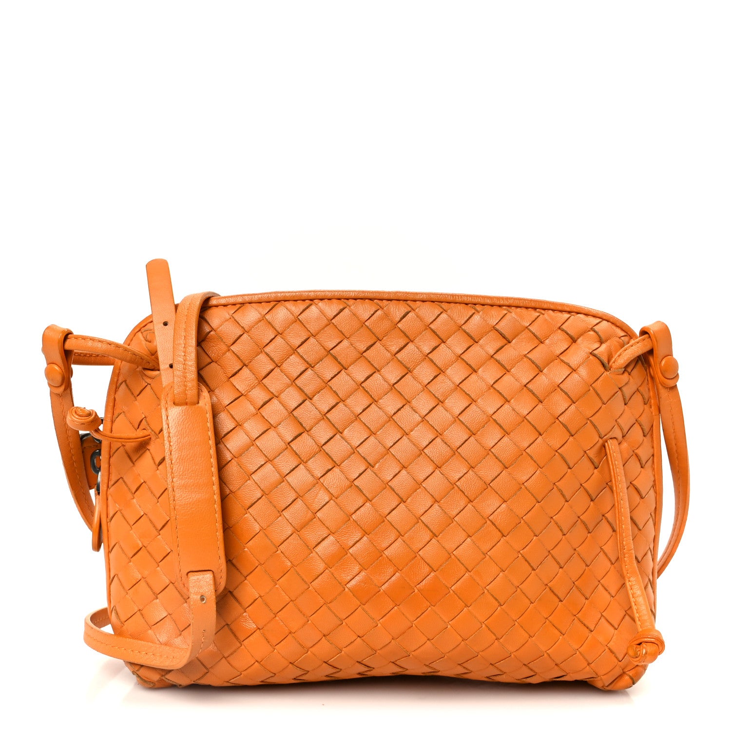 Bottega Veneta Nappa Intrecciato Nodini Crossbody Messenger Orange