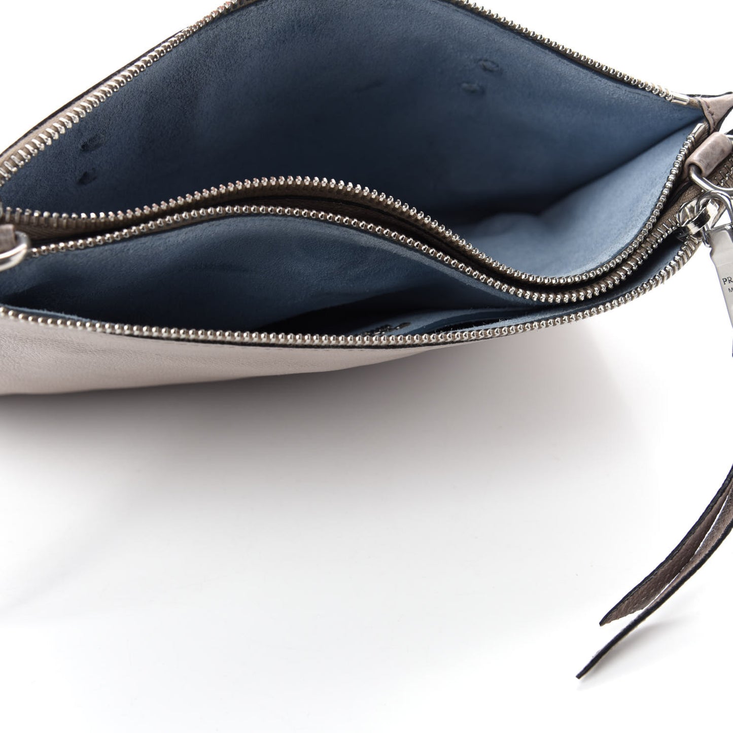 Glace Calf Etiquette Double Zip Crossbody Bag Pomice Astrale