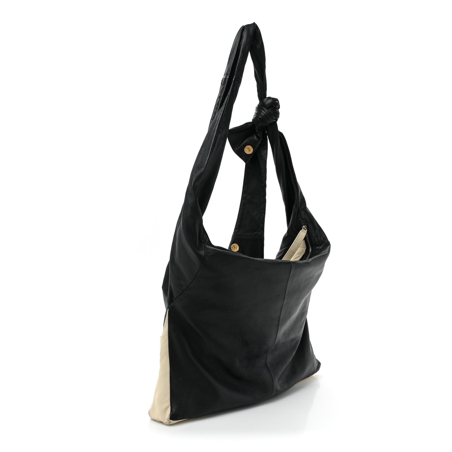 Lambskin Large Girl Bag Black Beige