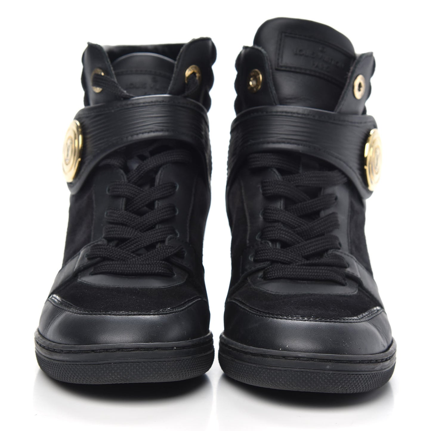 Epi Suede Postmark Wedge Sneakers 36 Black