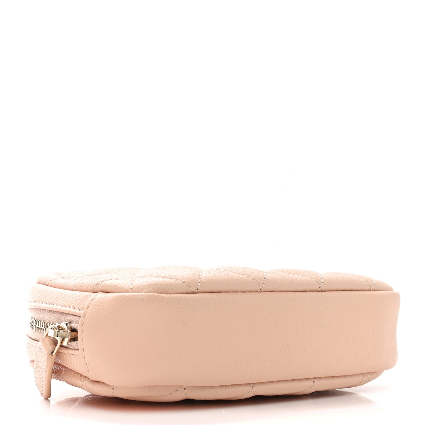 Caviar Quilted Small Curvy Pouch Cosmetic Case Light Beige