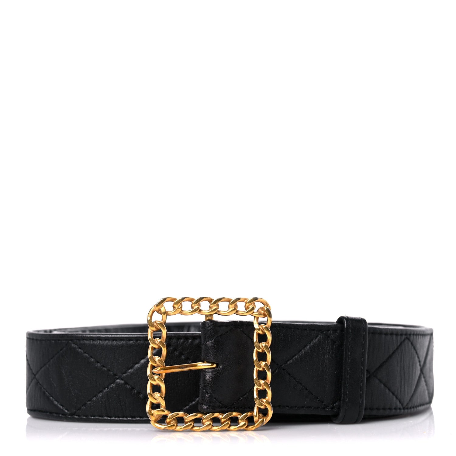 Chanel Lambskin Chain Square Buckle Belt 95 38 Black 1 of 7