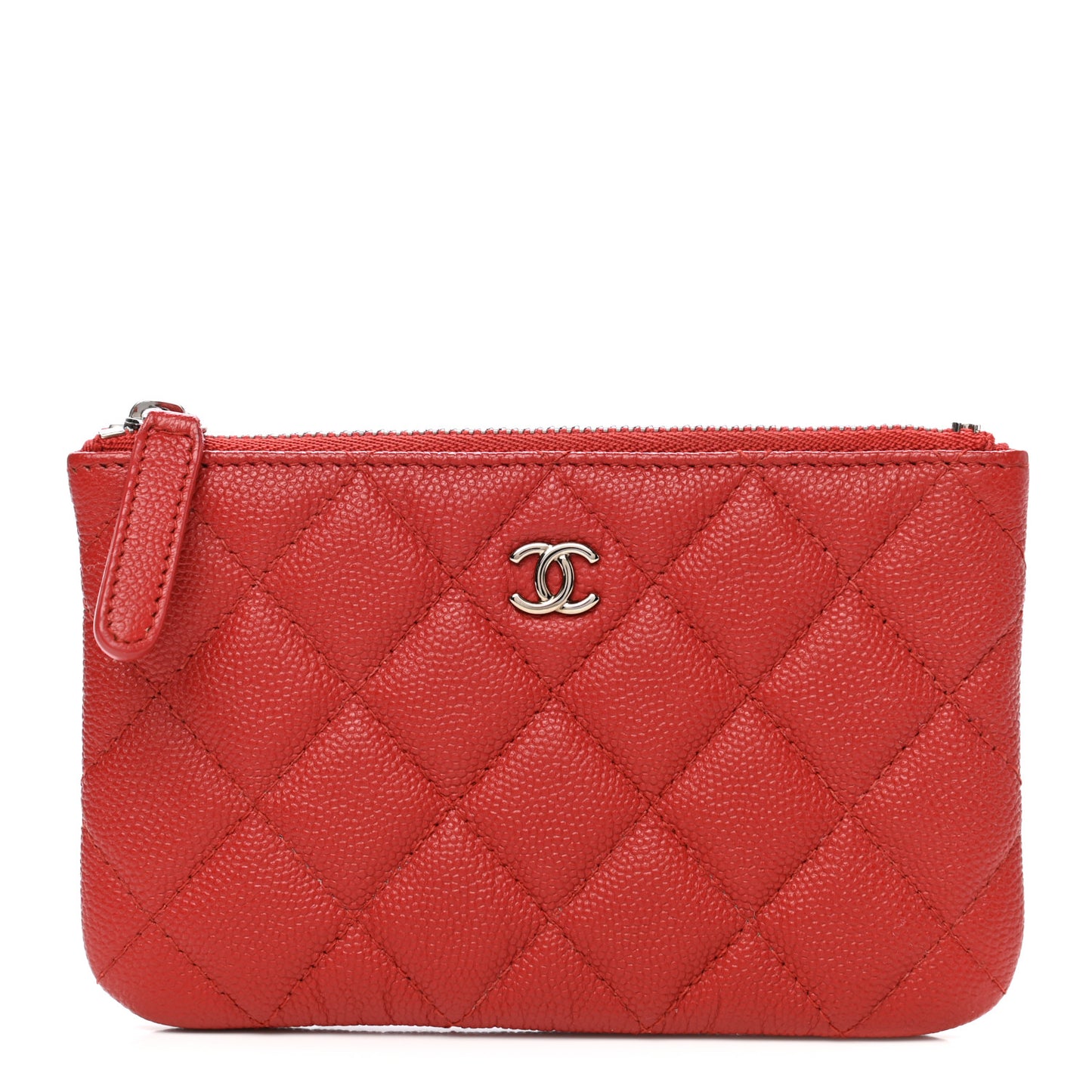Caviar Quilted Small Cosmetic Case Red