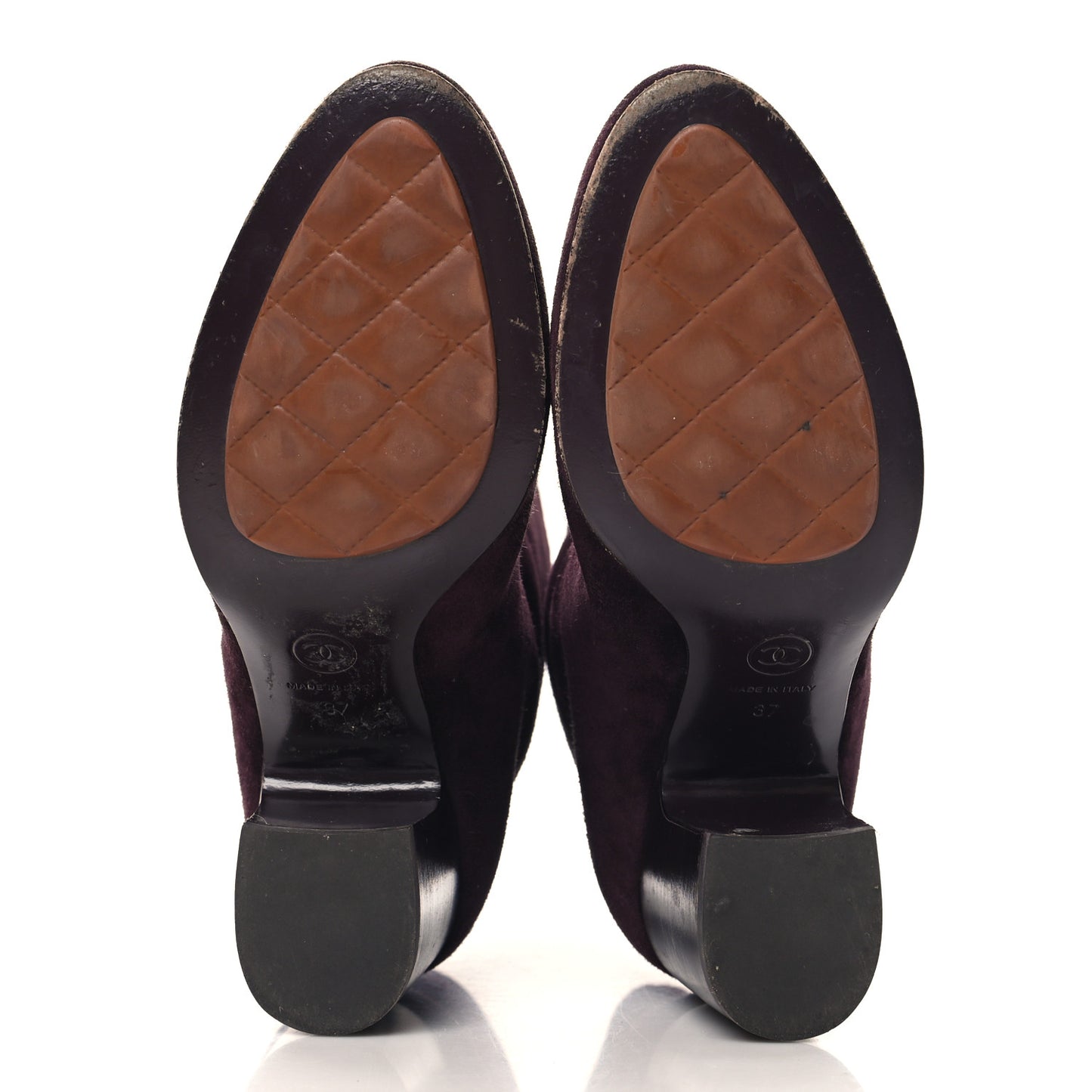 Suede Calfskin CC Short Boots 37 Burgundy