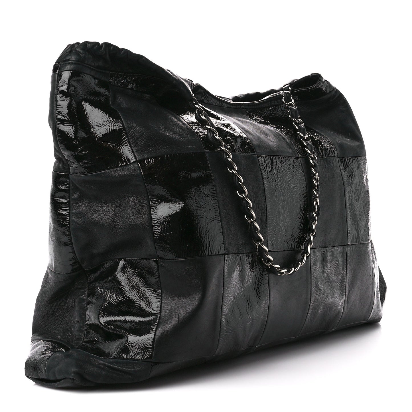 Patent Patchwork Brooklyn Tote Black