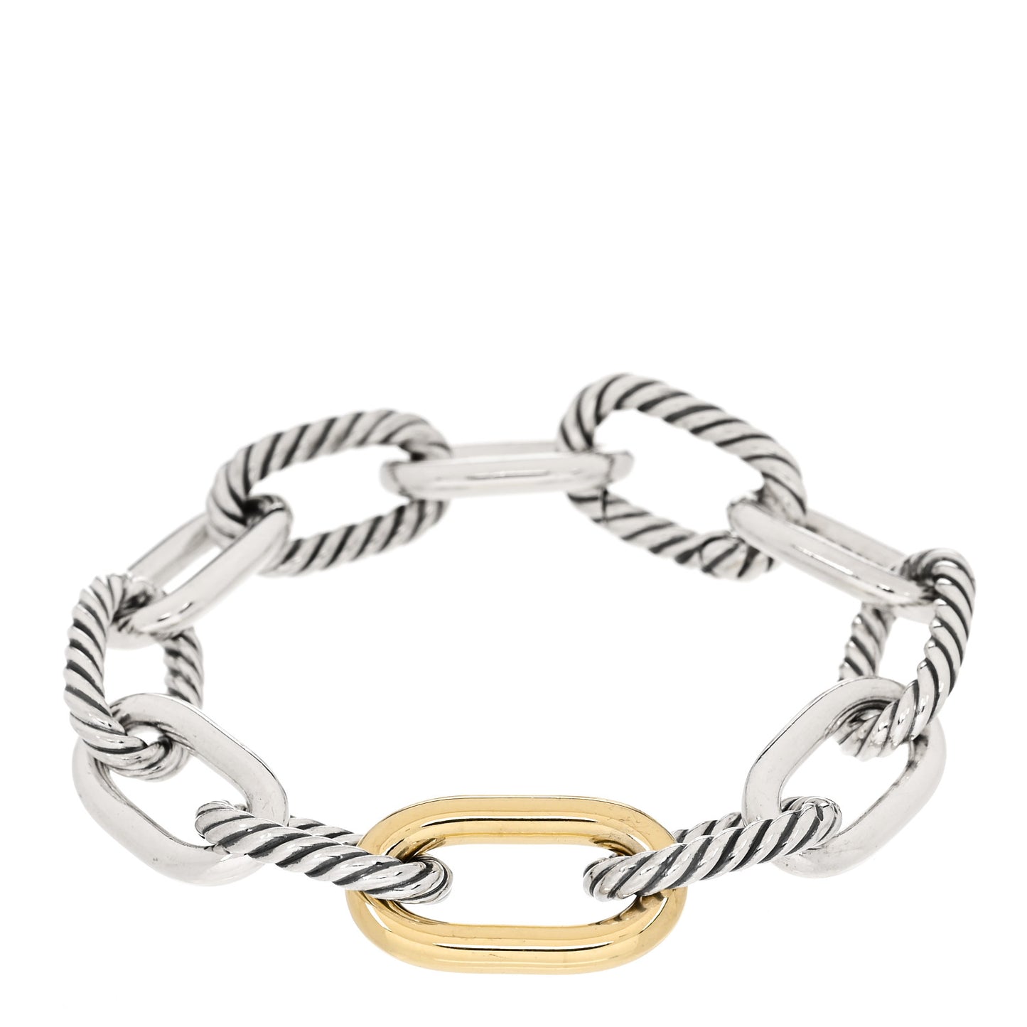 Sterling Silver 18K Yellow Gold 11mm Madison Chain Bracelet