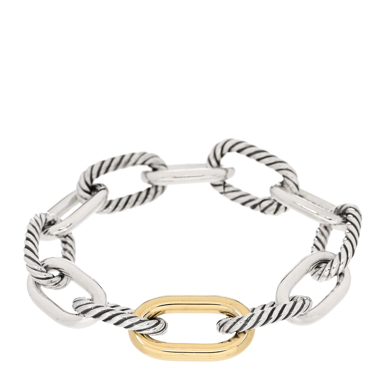 David Yurman Sterling Silver 18K Yellow Gold 11mm Madison Chain Bracelet 1 of 3