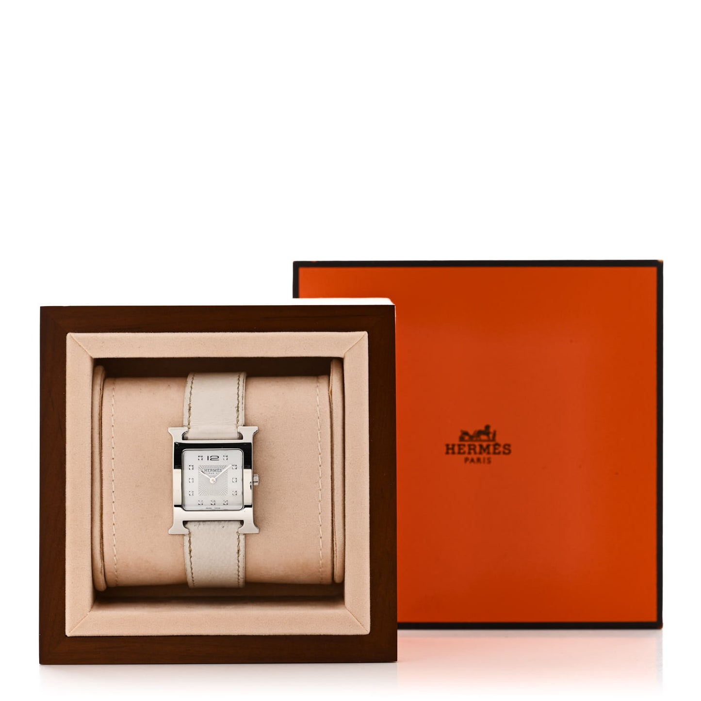 Stainless Steel Epsom Diamond Mother of Pearl 26mm Heure H Hour Quartz Watch Blanc