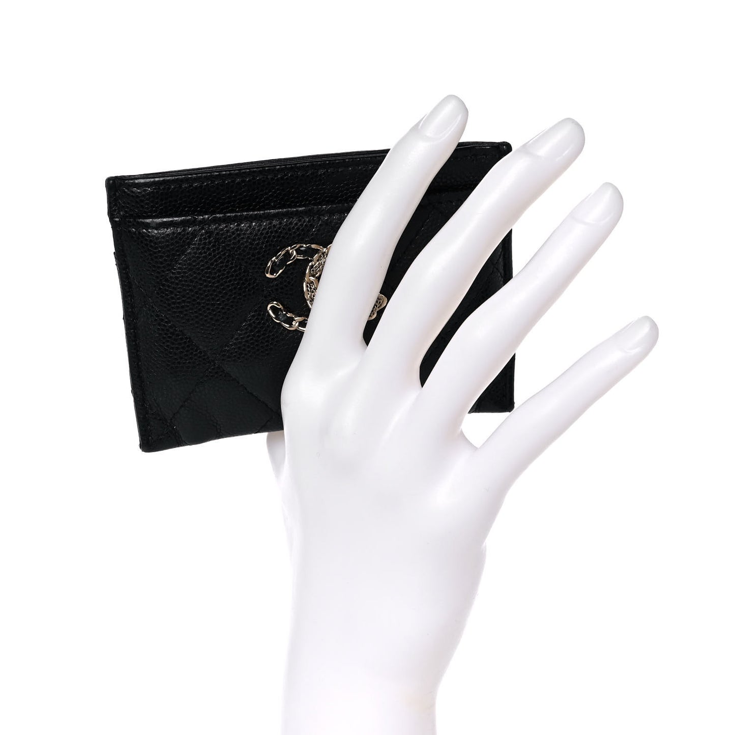 Caviar Quilted French New Wave Card Holder Black