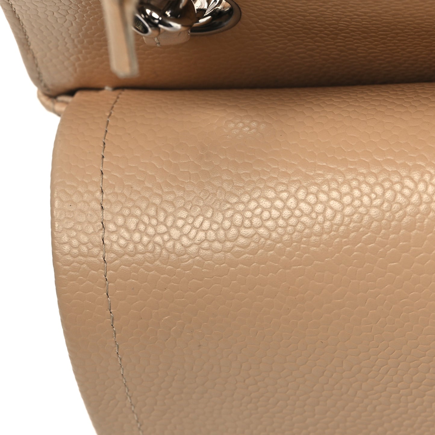Caviar Quilted Jumbo Double Flap Beige