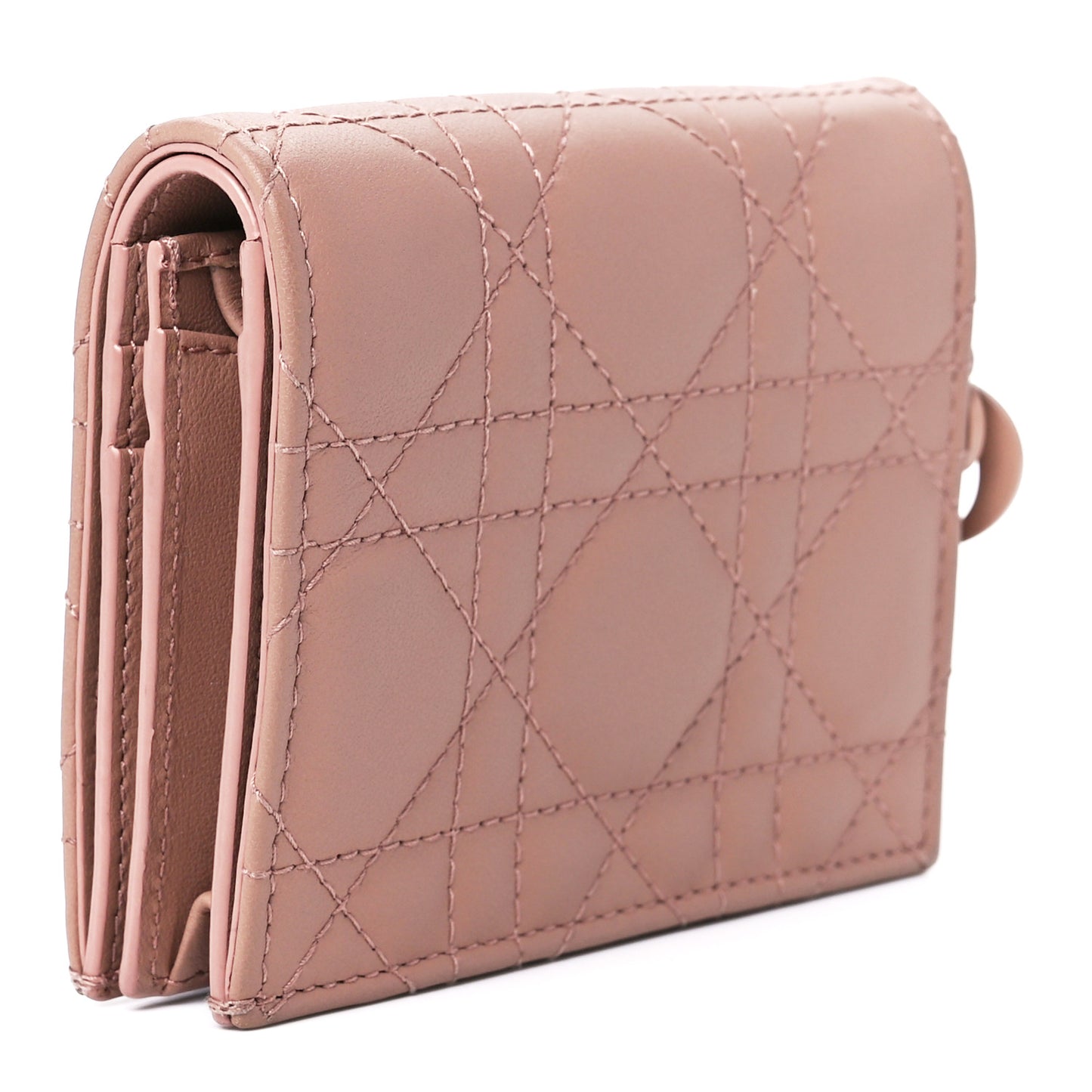 Ultra Matte Calfskin Cannage Mini Lady Dior Wallet Fard