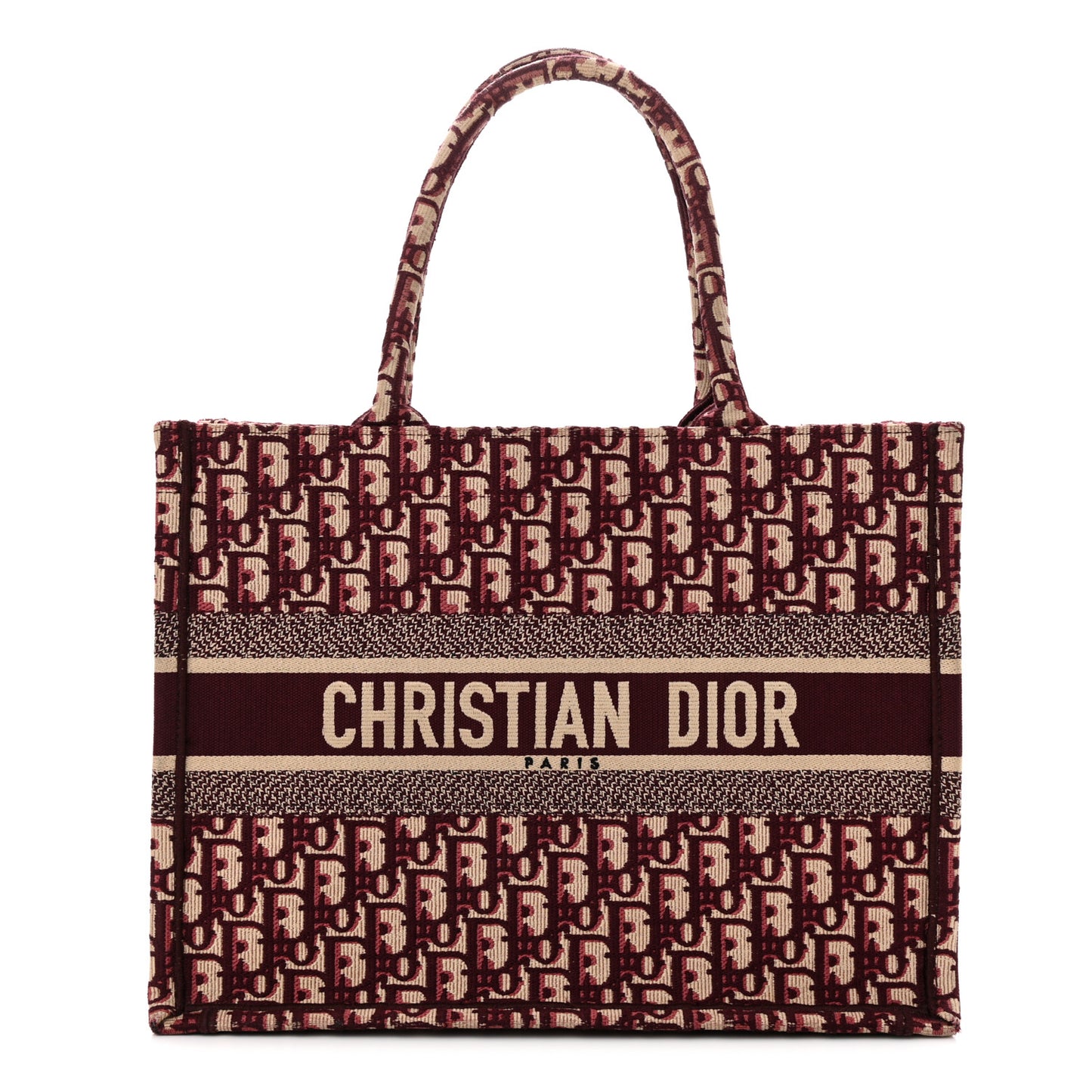 Oblique Medium Book Tote Burgundy Multicolor