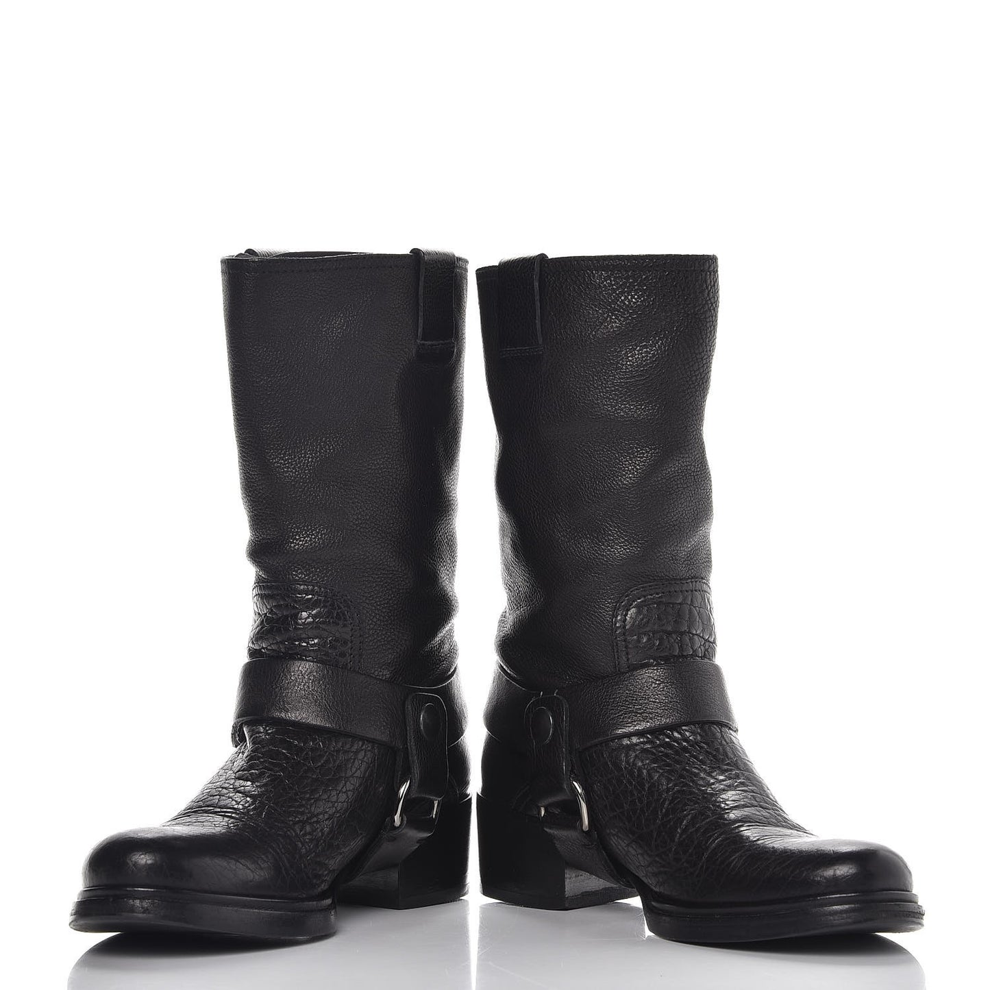 Calfskin Harness Motorcycle Boots 39 Black