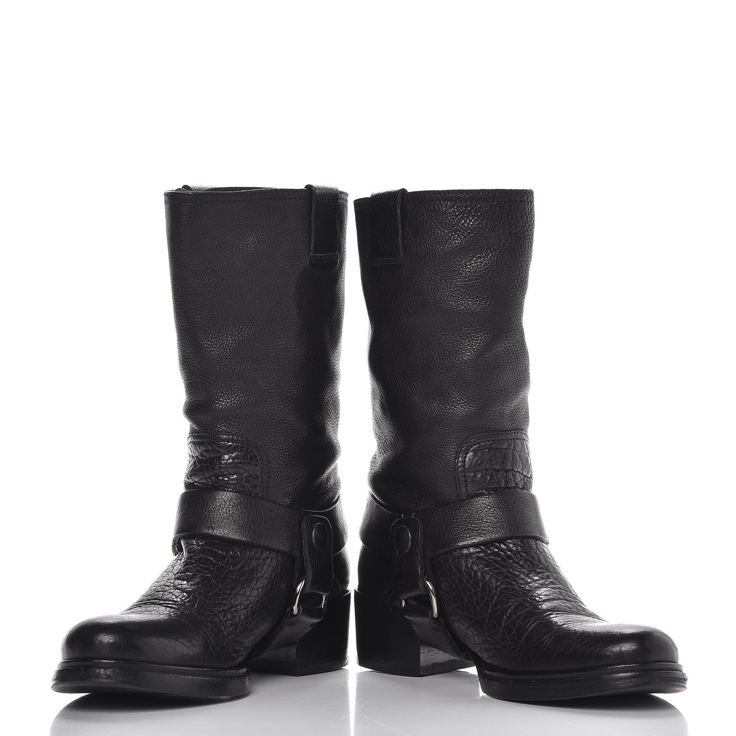Miu Miu Calfskin Harness Motorcycle Boots 39 Black 5 of 10