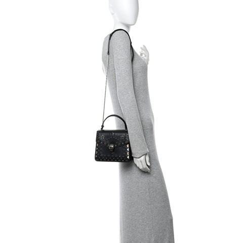 Calfskin Studded Serpenti Forever Top Handle Black