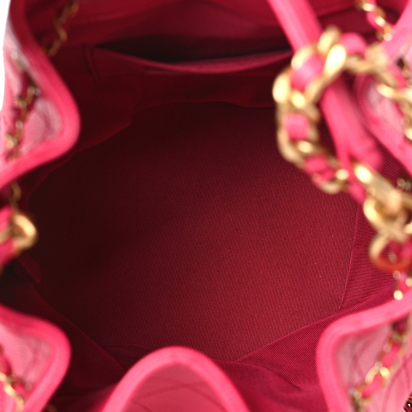 Caviar Quilted Fashion Therapy Bucket Drawstring Bag Dark Pink